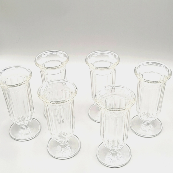Vintage Clear Parfait Glasses with Ribbed Design, Set of 6 - Picture 5 of 5